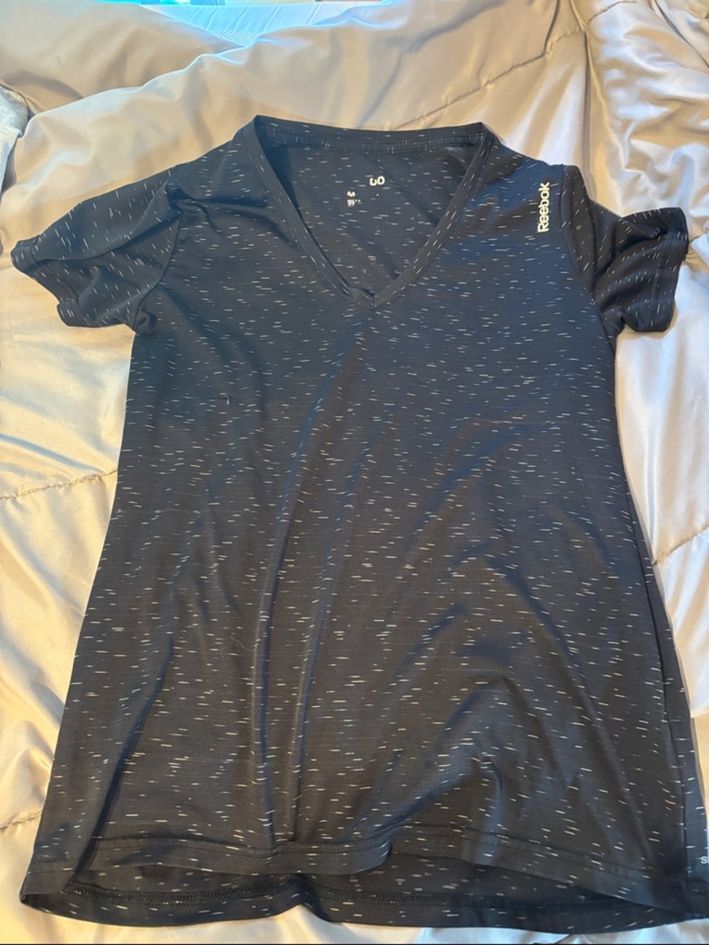Reebok Black Space-Dye V-Neck Performance Tee